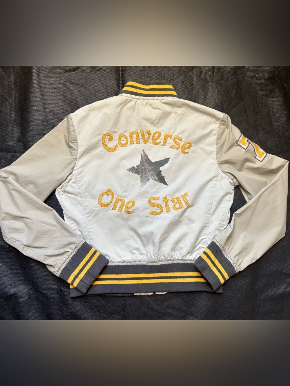 Converse One star Jacket Vtg Style Collegiate Full/Zip Y2K Embroidered 74 Sleeve